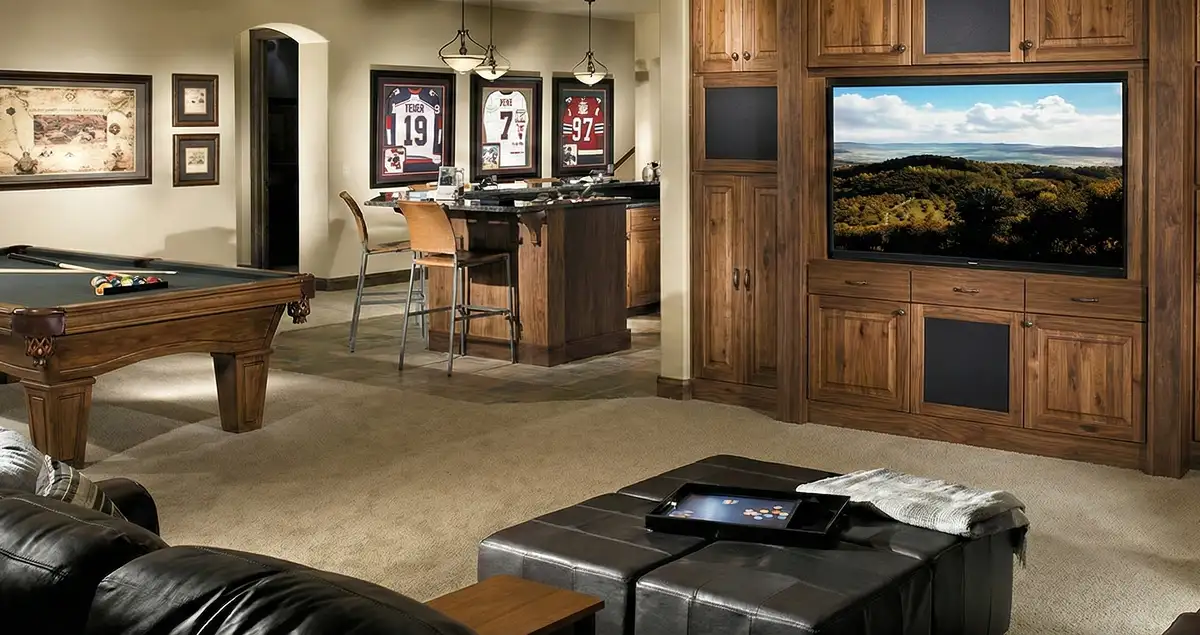 finished basement remodeling project transforming a basement into a comfortable living space in Spokane, WA