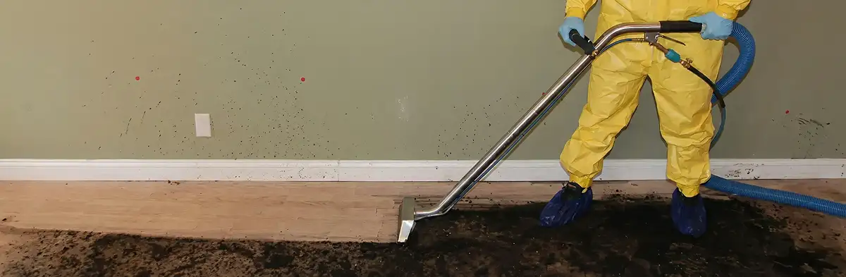 sewage removal service performing deep cleaning and extraction of sewage from an indoor area in Spokane, WA